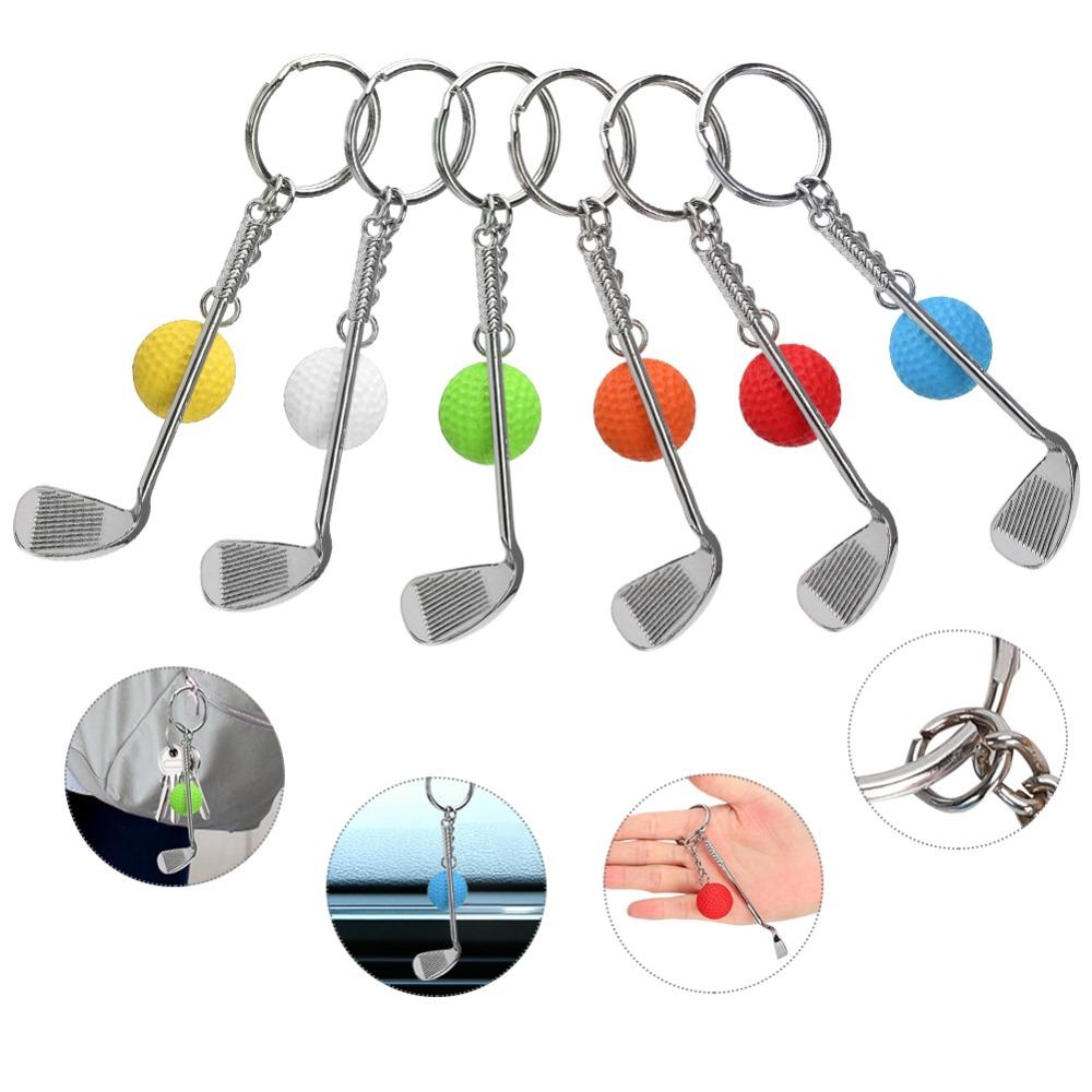 6pcs Creative Design Mini Golf Keychain Mini Size Racket Keychain Pendant Keychain For Bags