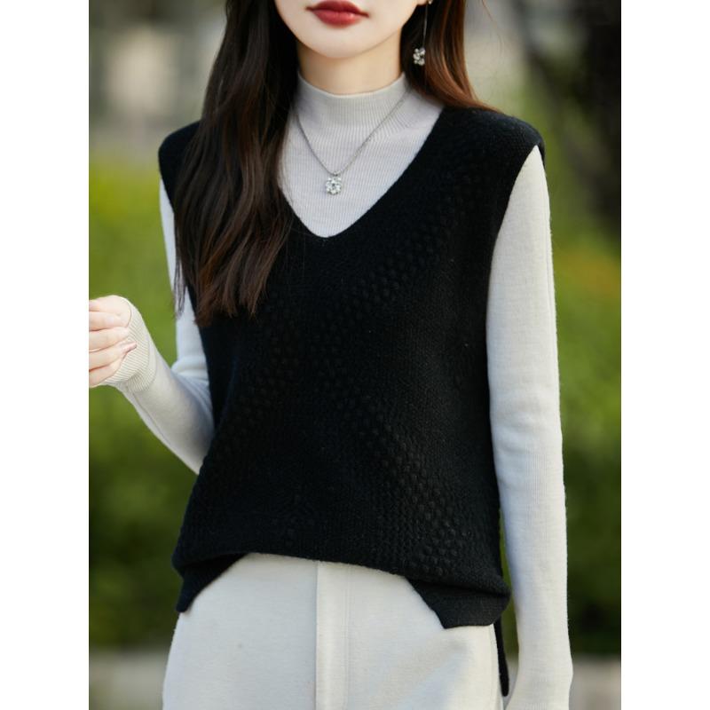 

Осінньо-зимовий светр з V-подібним вирізом Andy для жінок, в язаний гачком жилет, стильний та універсальний топ без рукавів, жилет, жилет зовні XL