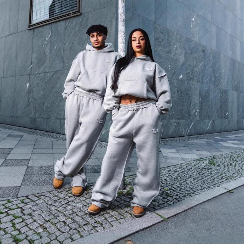 Unisex Solid Color Lounge Pants Hoodie Set Winter Casual Streetwear Tracksuit Outfit