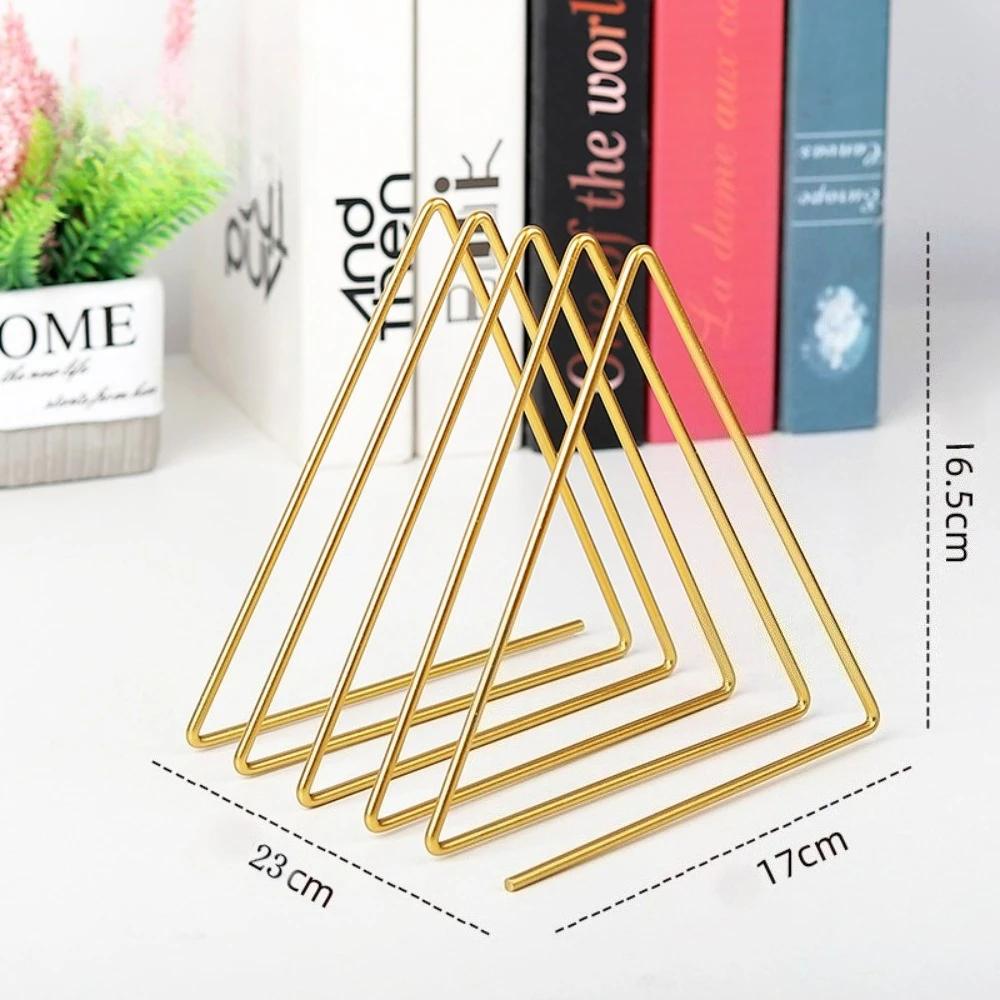 Vinyl Record Holder 9 Slot Metal Storage Rack Vinyl Albums Storage Organizer Magazine Book CD Album Triangle Display Rack Record
