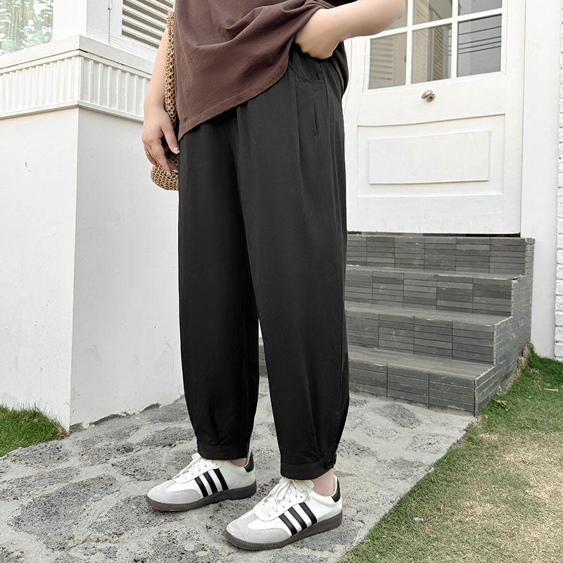 

Женская одежда больших размеров [Корейская серия Шаровары] Летние утягивающие универсальные спортивные и для отдыха бриджи с завязками на щиколотках Брюки-морковки