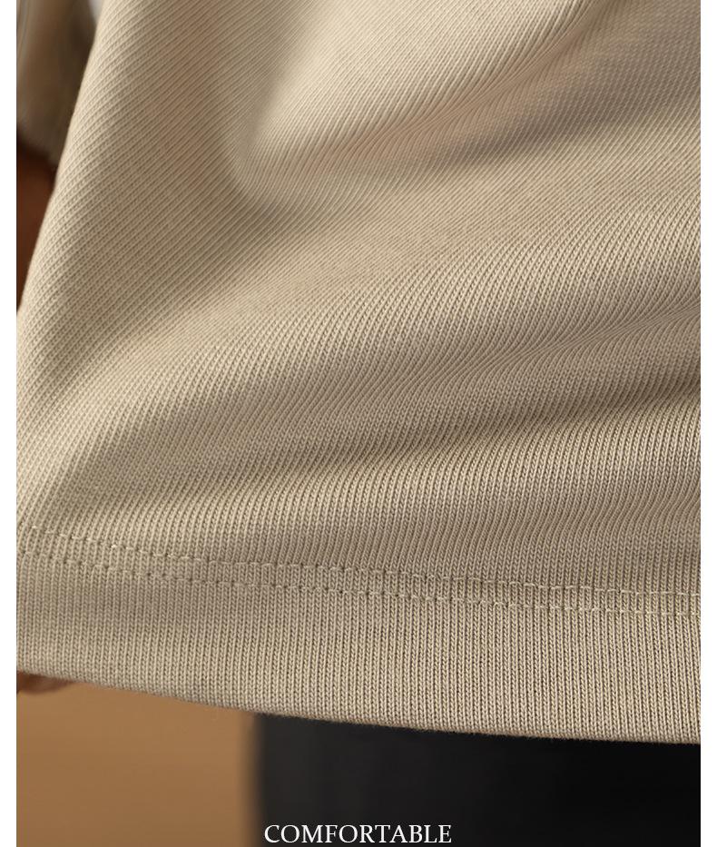 Men's Autumn/Winter Long-Sleeve Crew Neck T-Shirt - 320G Heavyweight Xinjiang Long-Staple Cotton, Loose Fit, Solid Color