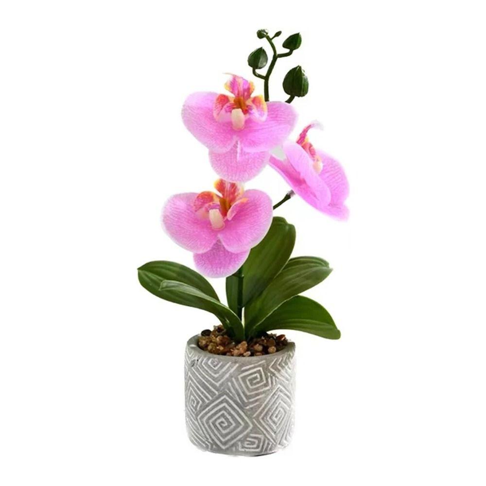 3 Heads Artificial Orchid Flower Advanced Fake Phalaenopsis Bonsai  Party Decor