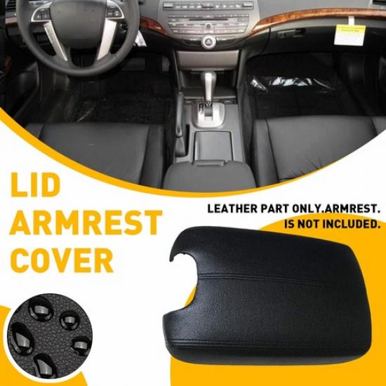 For Honda Accord 2008-2012 Black Leather Armrest Center Lid Console Cover Skin