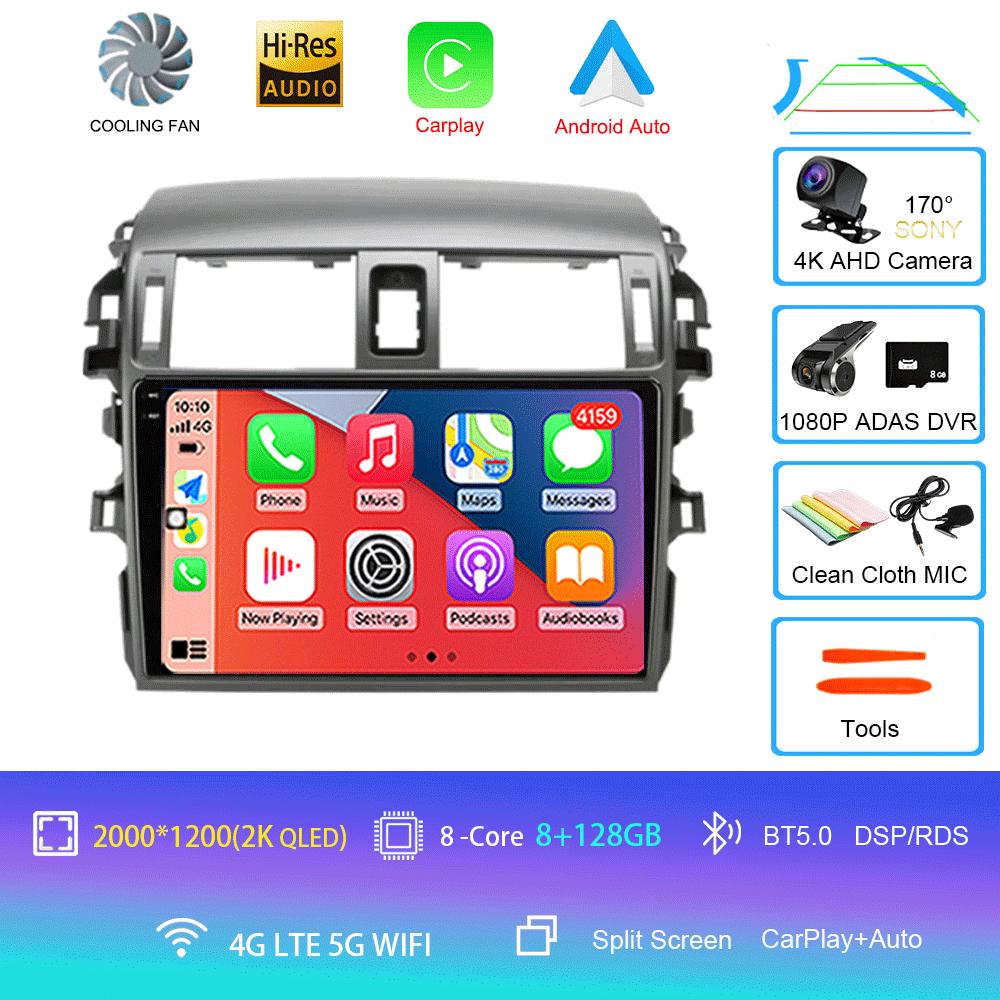 Android 14 Carplay 2din Video Player Car Radio For Toyota Corolla E140/150 2006 - 2013 4G GPS Multimedia Player Stereo