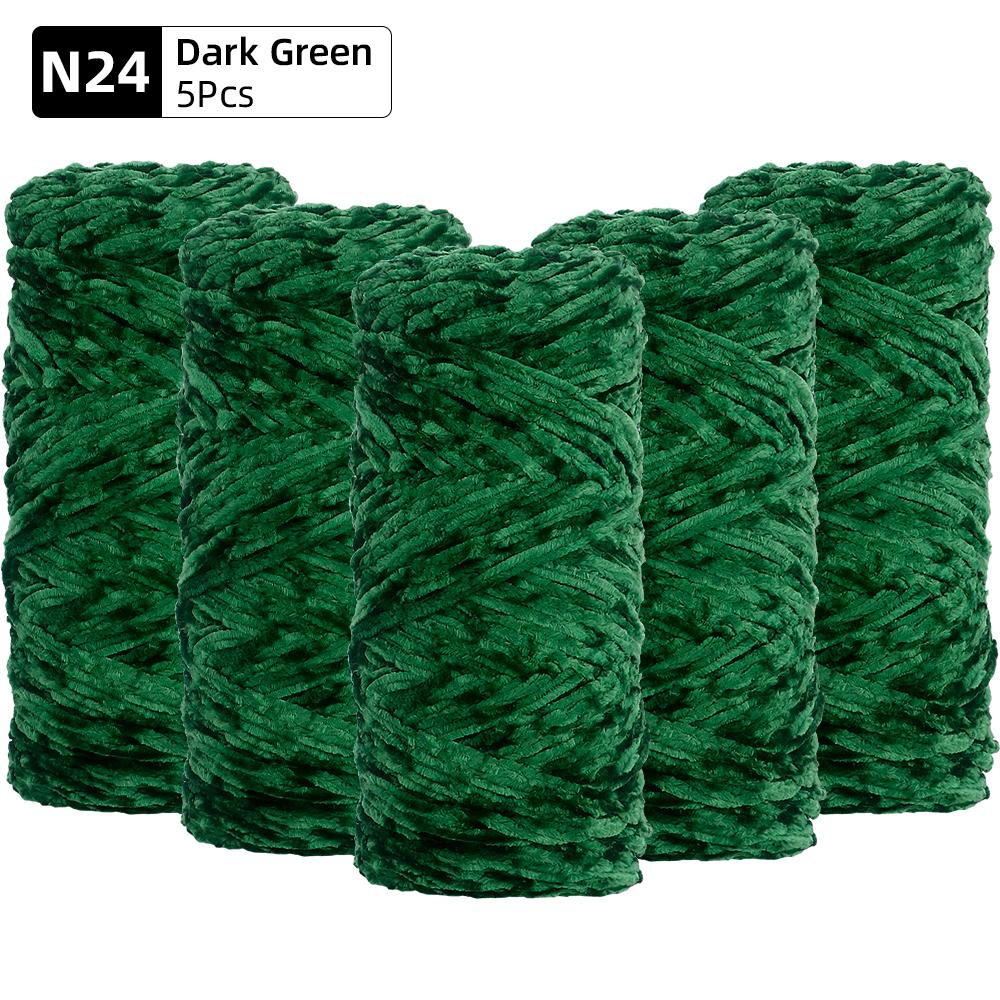 5pcs Soft Polyester Velvet Yarn Set - Luxurious Chenille Yarns, DIY Knitting & Crocheting for Crafts, Hats, Blankets, Scarves