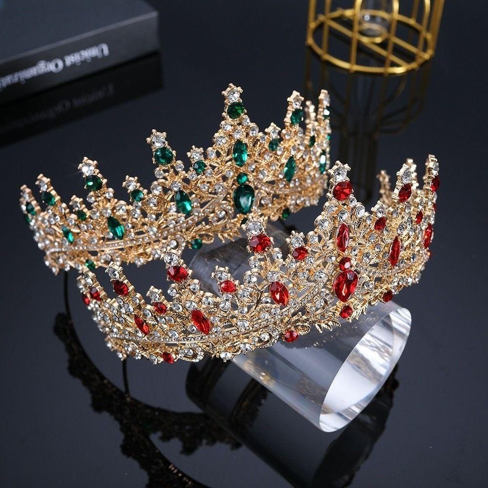 Shiny Ornament Baroque Queen Tiaras Hair Jewelry Bridal Headwear Rhinestone Diadem  Birthday Party
