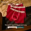 Oudifen Men's Red Cotton Antibacterial Boxer Briefs