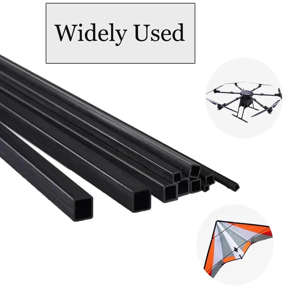 1/2/3pcs Carbon Fiber Square Tube 3mm~10mm , 250/500mm Length,Outer Inner Square Carbon Fiber Pipe
