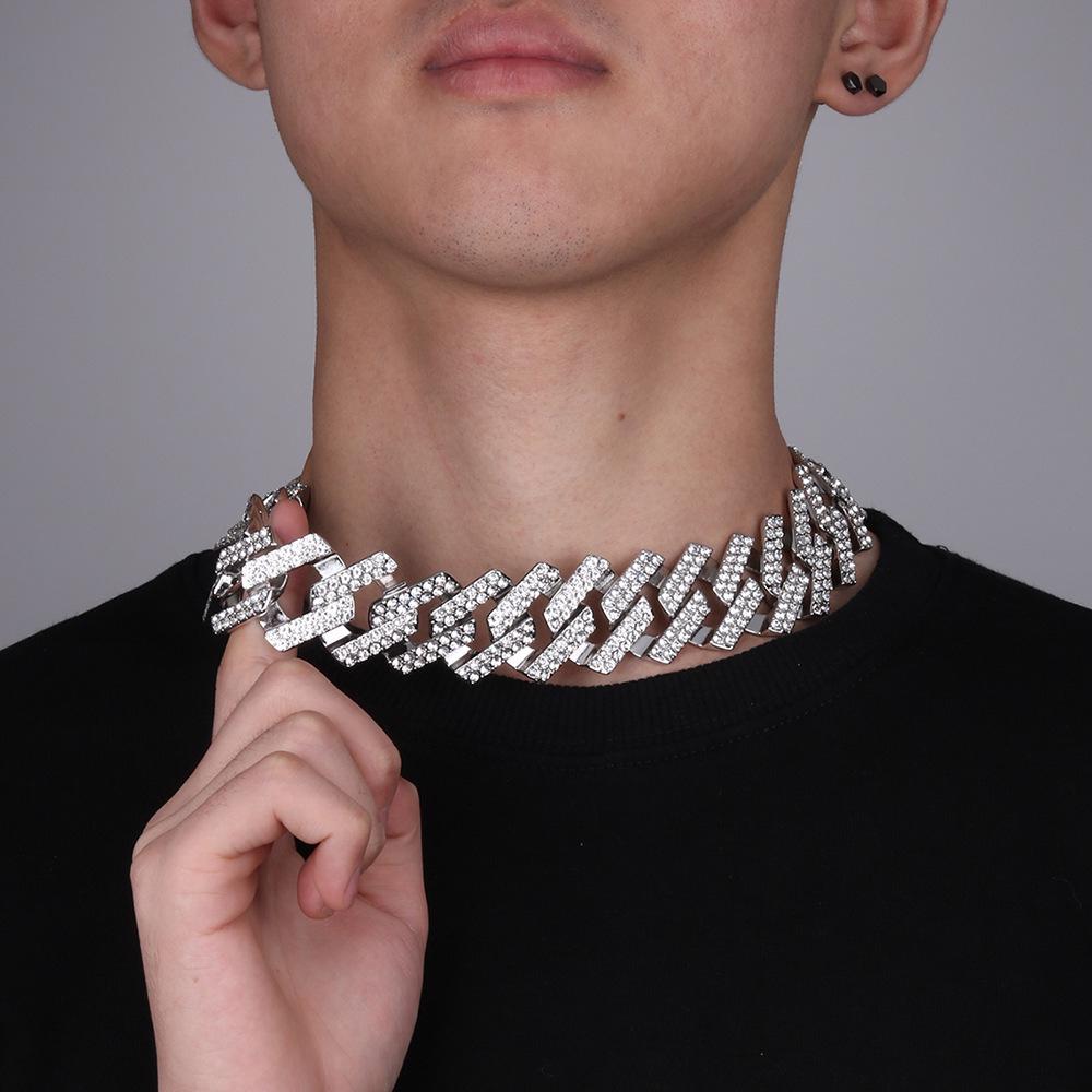 30mm Extra Large Cuban Necklace & Bracelet Set with Full Diamond Detailing