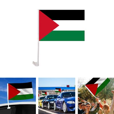 Neue doppelseitige palästinensische Autofahne mit Fahnenmast 12x18 Zoll Leuchtend und UV-beständig Farbecht Nationalflagge