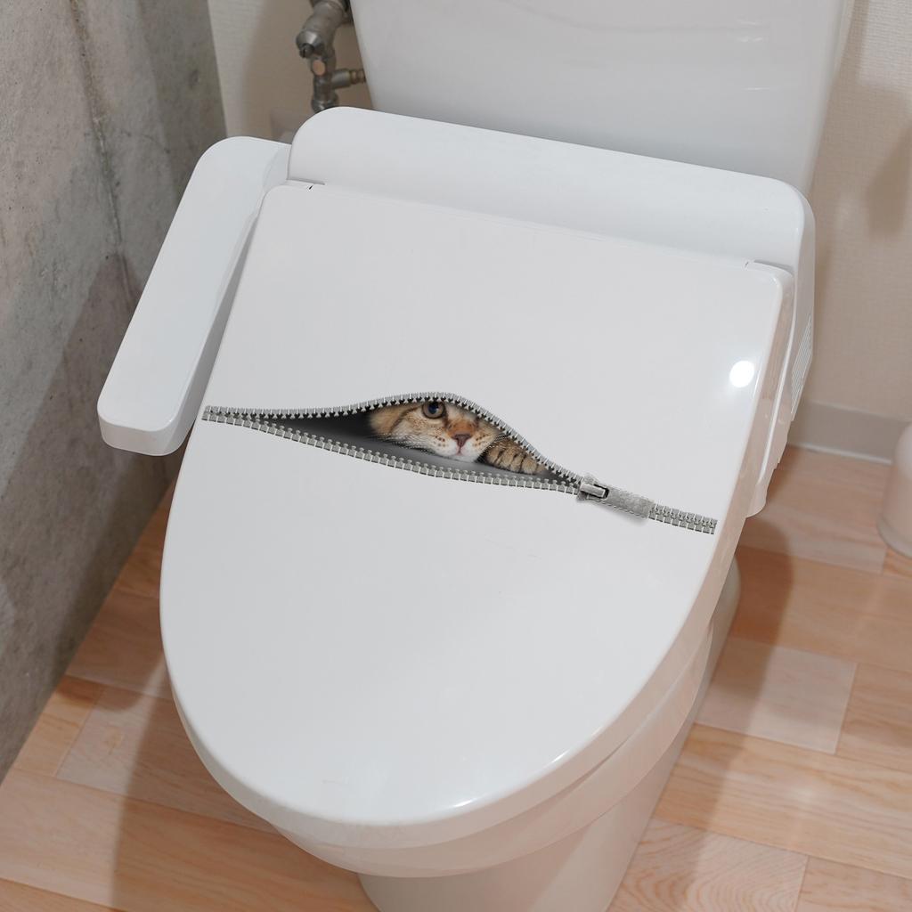 Y17643D Zipper Kitten Creative Toilet Sticker Personalized Home Decoration Self-Adhesive, Large Amount Can Be Negotiated