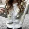 Korean Style Floral Knit Cardigan Women Soft Loose Fit All