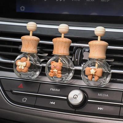 Elegante diffusore di aromaterapia per auto - Clip per oli essenziali per bocchette di ventilazione - Decorazione in vetro e legno per tutti i veicoli