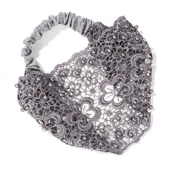 Kvinner hult pannebånd Blomstermønster skinnende rhinestones Faux Pearls Hårbånd Høy elastisk bred hårholder