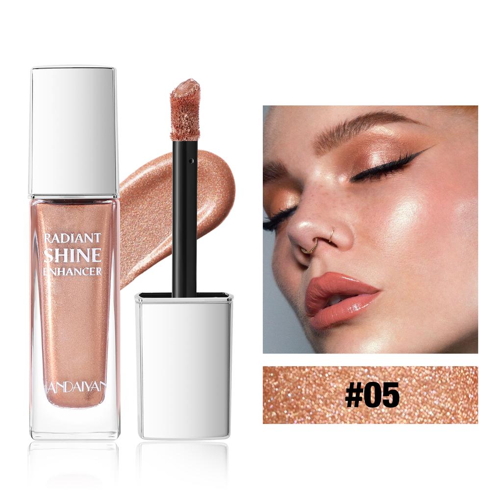 HANDAIYAN Liquid Highlighter Glass Bottle Radiant Shine Enhancer 24H Longwear Shimmer Illuminator for Face Body Lips Multi-Use Makeup