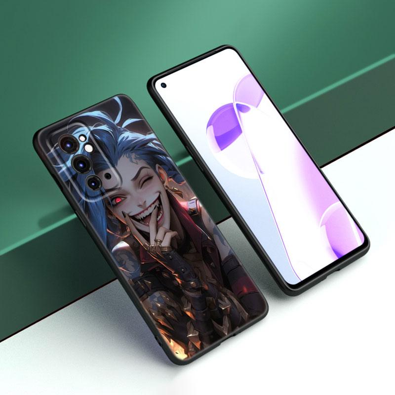 Arcane Jinx Anime Black Silicone Phone Case For OnePlus 9 10 11 12 ACE 2V Pro 9RT 10T 10R Nord CE 2 3 Lite N10 N20 N30 5G