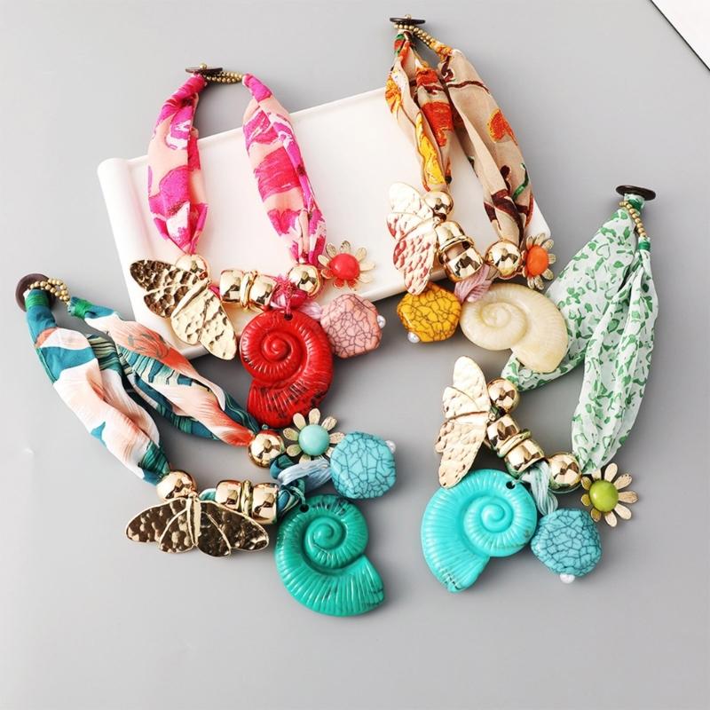 Stylish Floral Scarf Necklace With Neck Wrinkle Coverage Soft Comfortable Blend Fabric Jewelry for Everyday or Vacation
