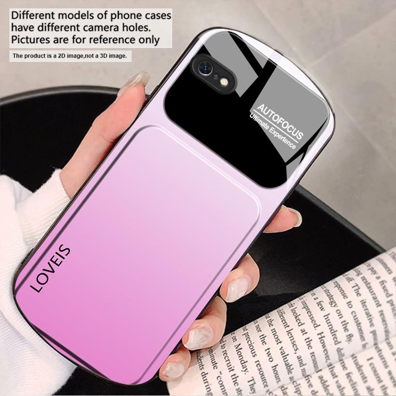 Połączenie fioletowo-niebieskie Dla iPhone 17 16 15 14 13 Plus 12 mini 11 Pro Max XR Xs Max X 7 8 6S 22 20 Eliptyczne szklane etui na telefon