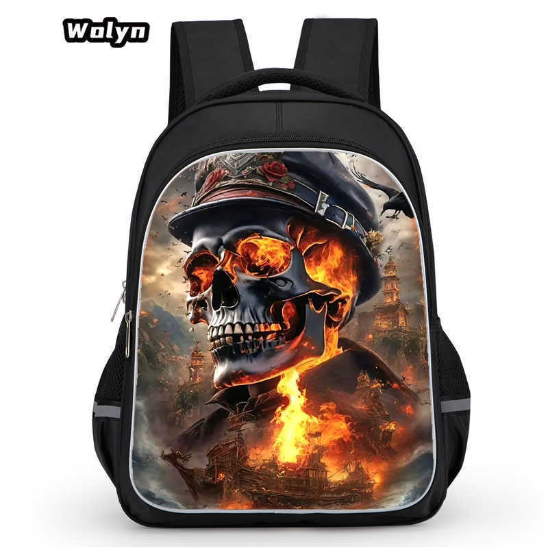 Skull Series Peripheral Animation Printing Backpack Student Bag Support