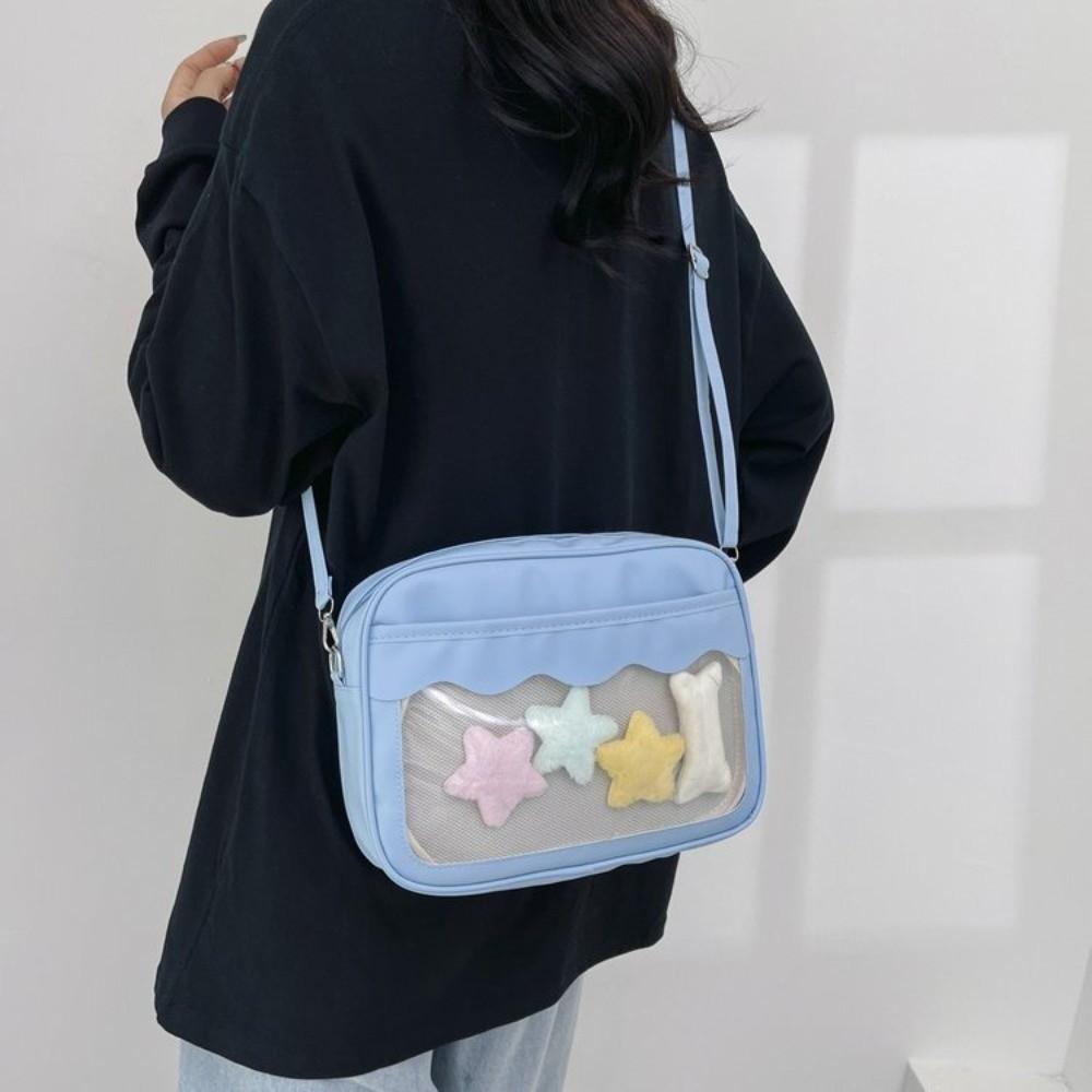 Y2K Transparent Ita Bag PU PVC Crossbody Bag Wash Bag JK Uniform Shoulder Bag  Women