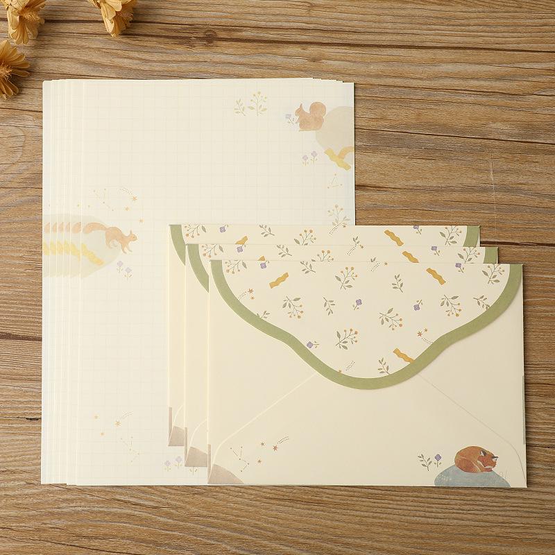 Japanese Style A5 Letter Paper & Cute Cartoon Cat Envelopes Set