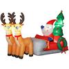 Inflatable Santa Claus with Sleigh and Inflatable Christmas Reindeer with LED Lights for Outdoor and Indoor Use 216x90x150 Cm