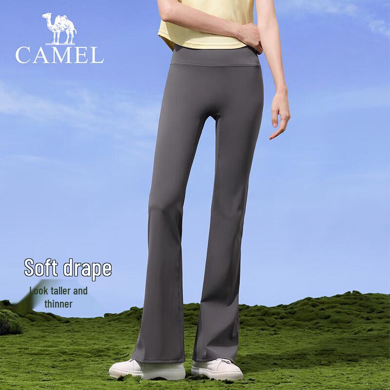 Camel Calças Fitness Femininas de Cintura Alta Micro-Flare