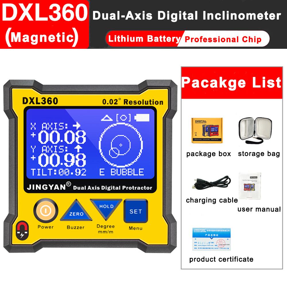 DXL360/DXL360S Dual Axis Digital Angle Protractor with 5 Side Magnetic Base High-precision Dual-axis Digital Display Level Gauge
