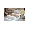 Upholstered Bed - MUVOE - 140x200 Cm - LED Lighting - Modern Design - Breathable Linen Fabric