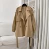 Lined Korean Style Women's Mid-Length Trench Coat - Elegant, Loose Fit for Spring and Autumn
