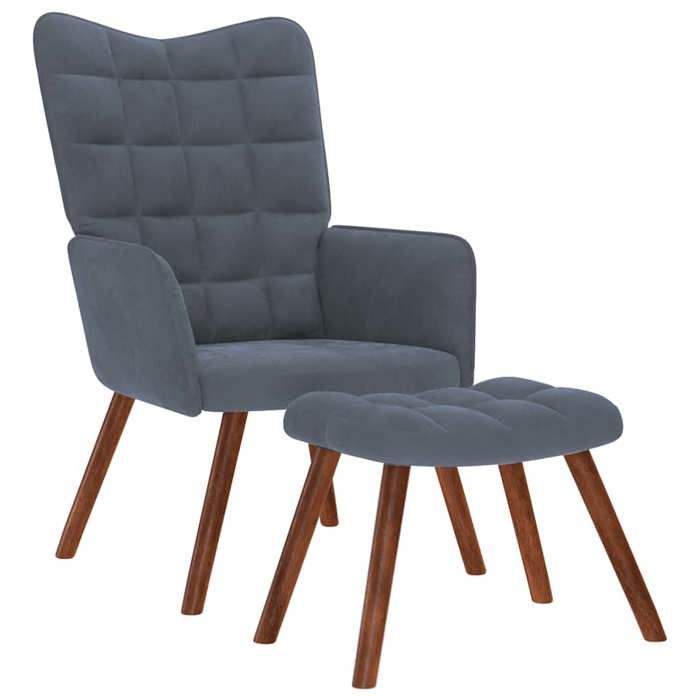 VidaXL Chaise de relaxation avec tabouret Gris foncé Velours, chaise, chaise de salon, fauteuil relax, chaise longue, siège 4016822