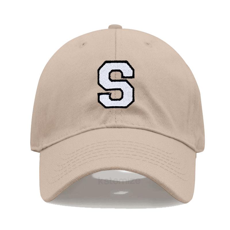 Initial Letter A-Z Embroidered Khaki Baseball Cap for Women Men Fashion Adjustable Soft Cotton Dad Hat Unisex Classic Golf Caps