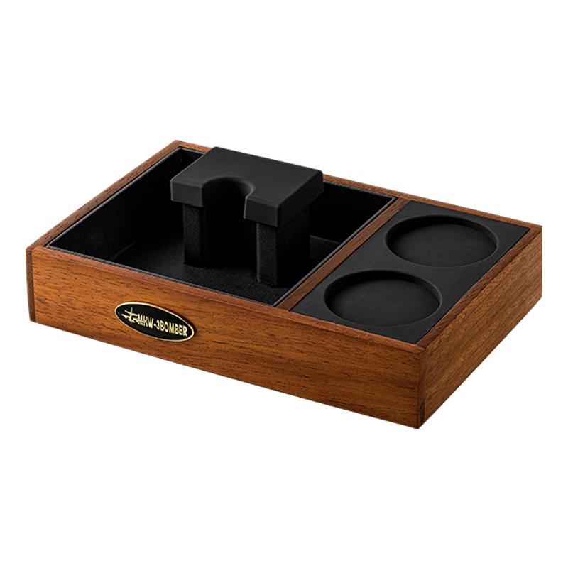 MHW-3BOMBER Multifunctional Coffee Knock Box Vintage Tamping Station Suitable for 51-58mm Portafilters Home Barista Accessories