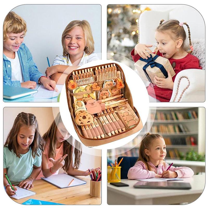 Large Capacity Gift Box Capybara Stationery Set Pencil Case Abundant Study Stationery Cute Back-To-School Gift Kit For Students