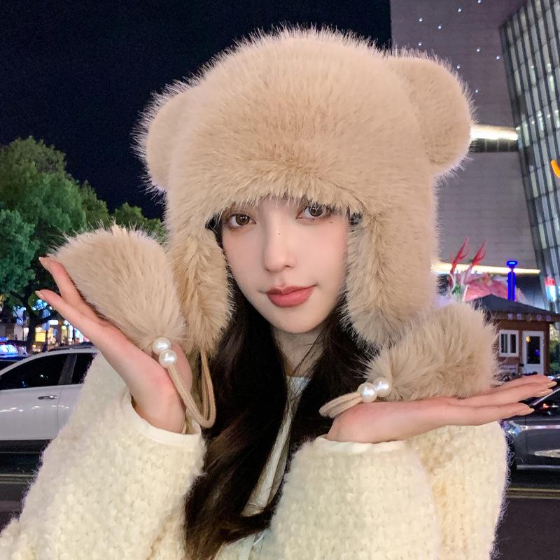 New Hat for Women In Autumn and Winter Northeast Big Head Wielding Lei Feng Hat Outdoor Riding Cold Winter Warm Ear Protection Hat