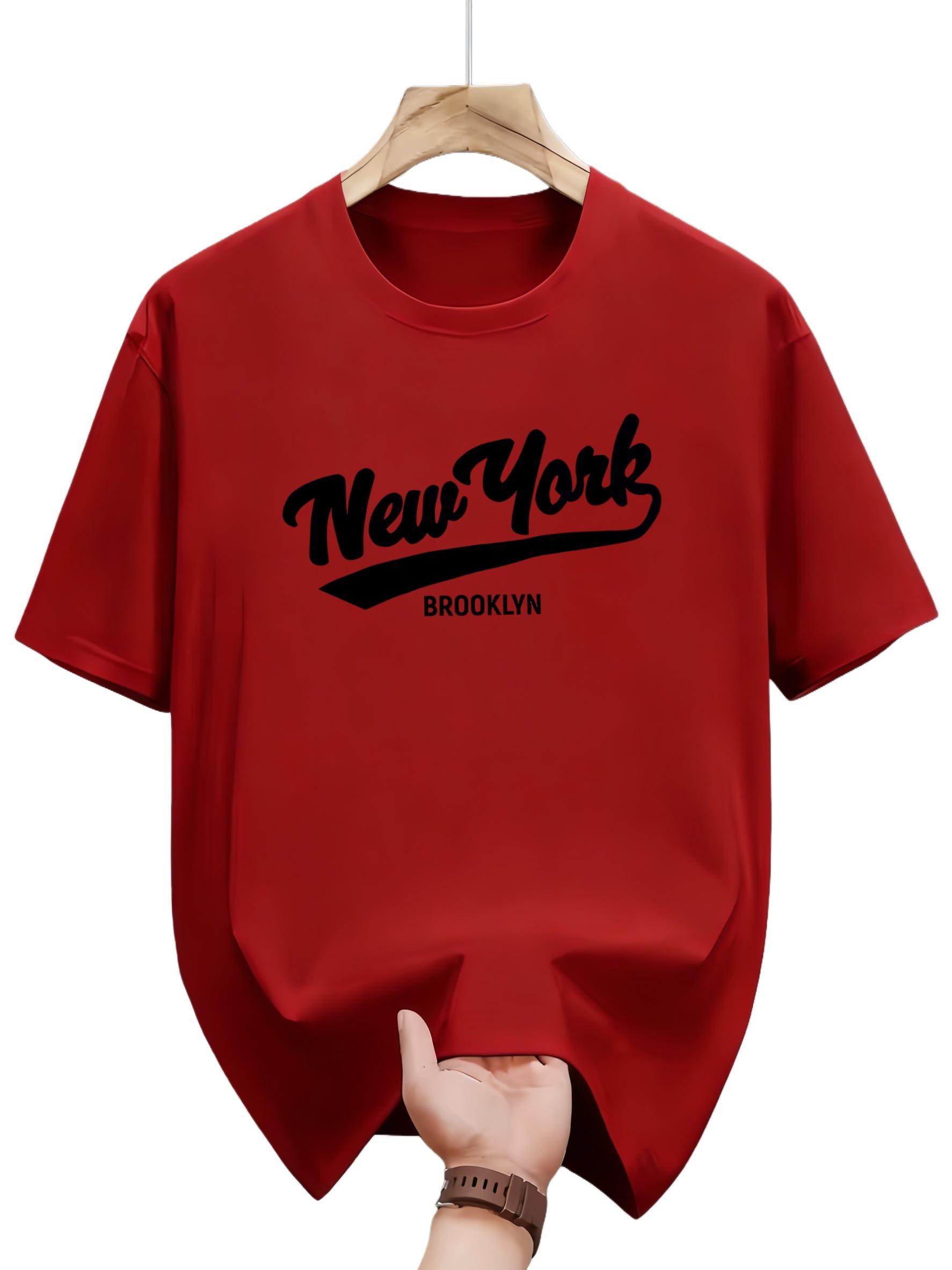 Mens New York lettered roundneck Tshirt mens designer fashionable city Tshirt retro top for men S