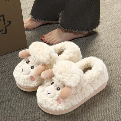 Baumwollpantoffeln Damen Winter Zuhause Indoor Einschränkungsschuhe Plüschpantoffeln Herren Warme Baumwollmop Rutschfeste Cartoon Baumwollschuhe