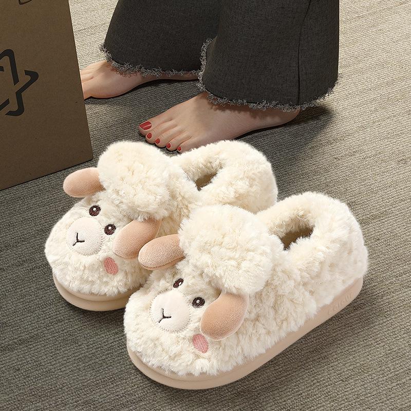 

Cotton slippers women s winter home indoor confinement shoes plush slippers men s warm cotton mop non-slip cartoon cotton shoes 36-37 Suitable for 35-36 колір світло кави