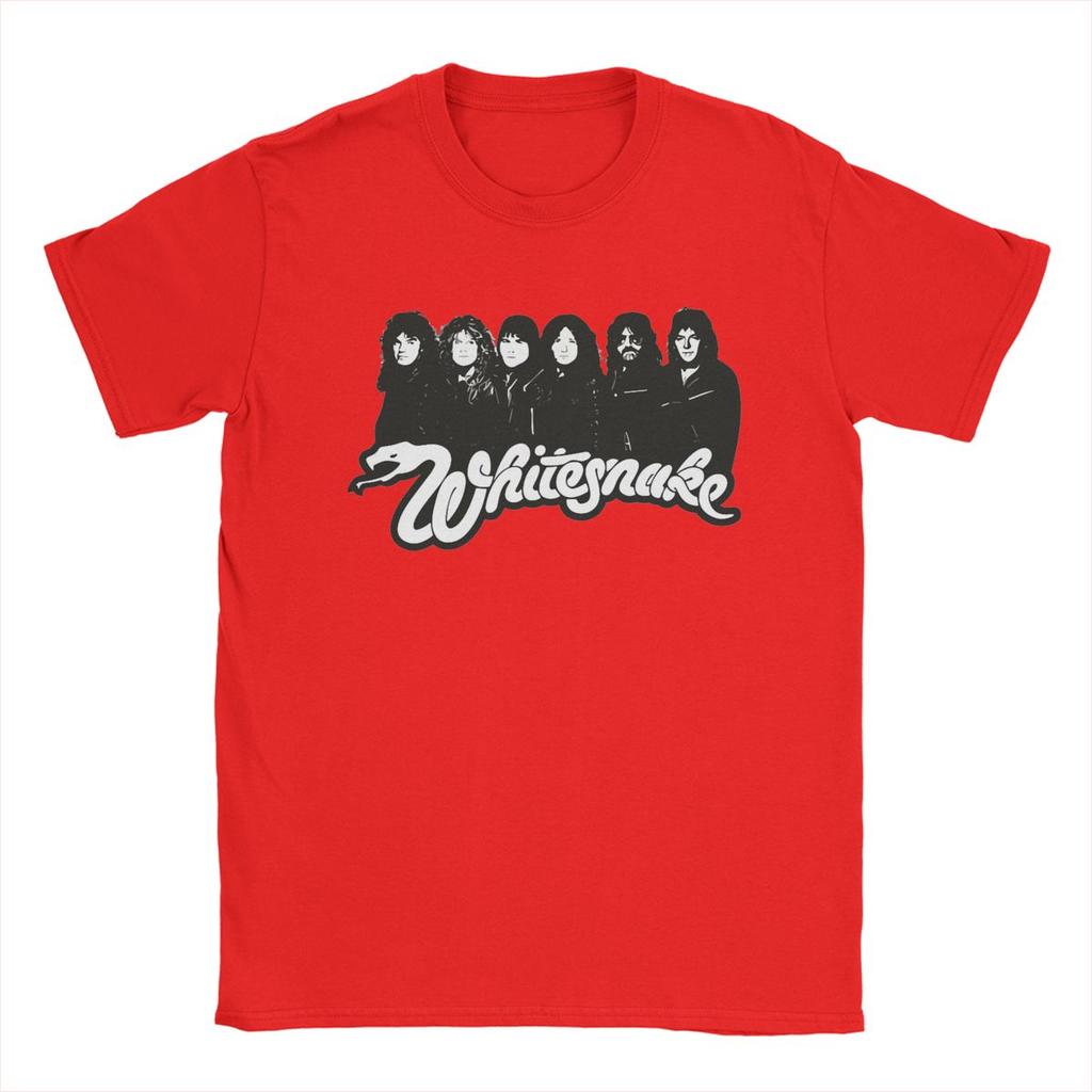 Funny Whitesnake Logo T-Shirt Men Round Neck Pure Cotton T Shirt Short Sleeve Tee Shirt Printing Tops
