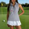 Camiseta Polo de Golf sin Mangas para Mujer con Cuello Cremallera Estampada Camiseta sin Mangas Deportiva para Deportes Tenis Running Entrenamiento Ejercicio