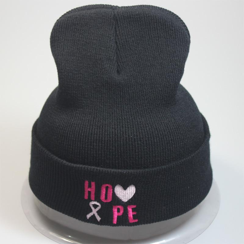 

European and American New BELIEVE HOPE Letter Embroidered Knit Beanie Hat Adjustable