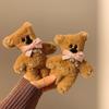 1 Stück niedlicher Teddybär Plüsch-Haarspange für Herbst und Winter, mit einer Pony-Klammer an der Seite und einem Stirnband für Teddybären
