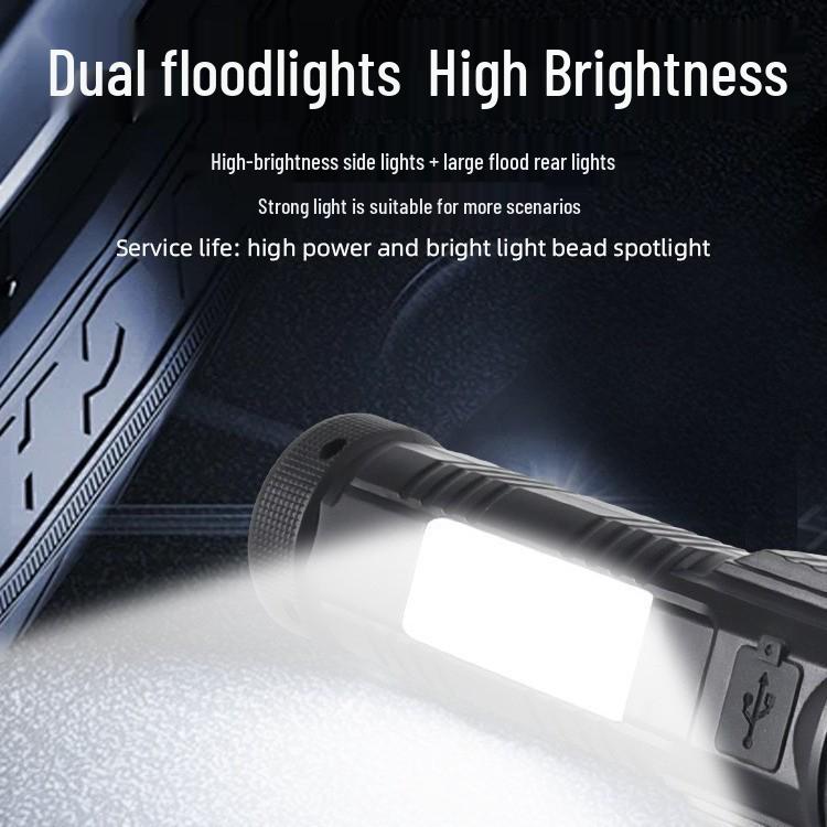 High-Brightness Long-Range Rechargeable LED Zoom Flashlight with White Laser and Digital Display for Outdoor Use