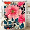 Vibrant Bloom Shower Curtain Floral Decor for Your Bathroom Waterproof Fabric with Rods Pink Red Flowers Design