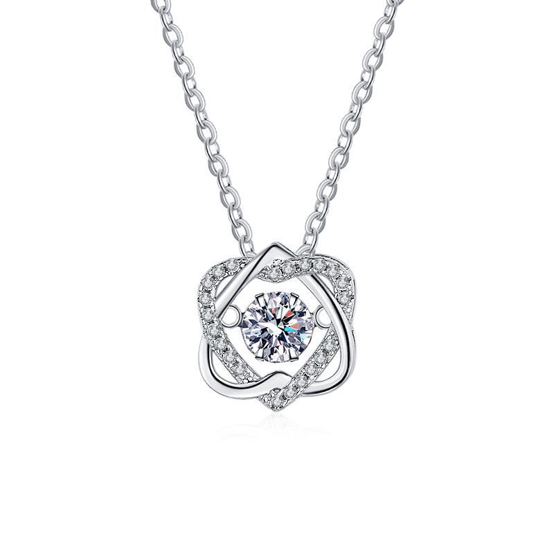

5mm S925 Sterling Silver Hexagram Dynamic Moissanite Pendant Fashion Dancing Heart Clavicle Chain D VVS1 Exquisite Jewelry For Women 5mm белый