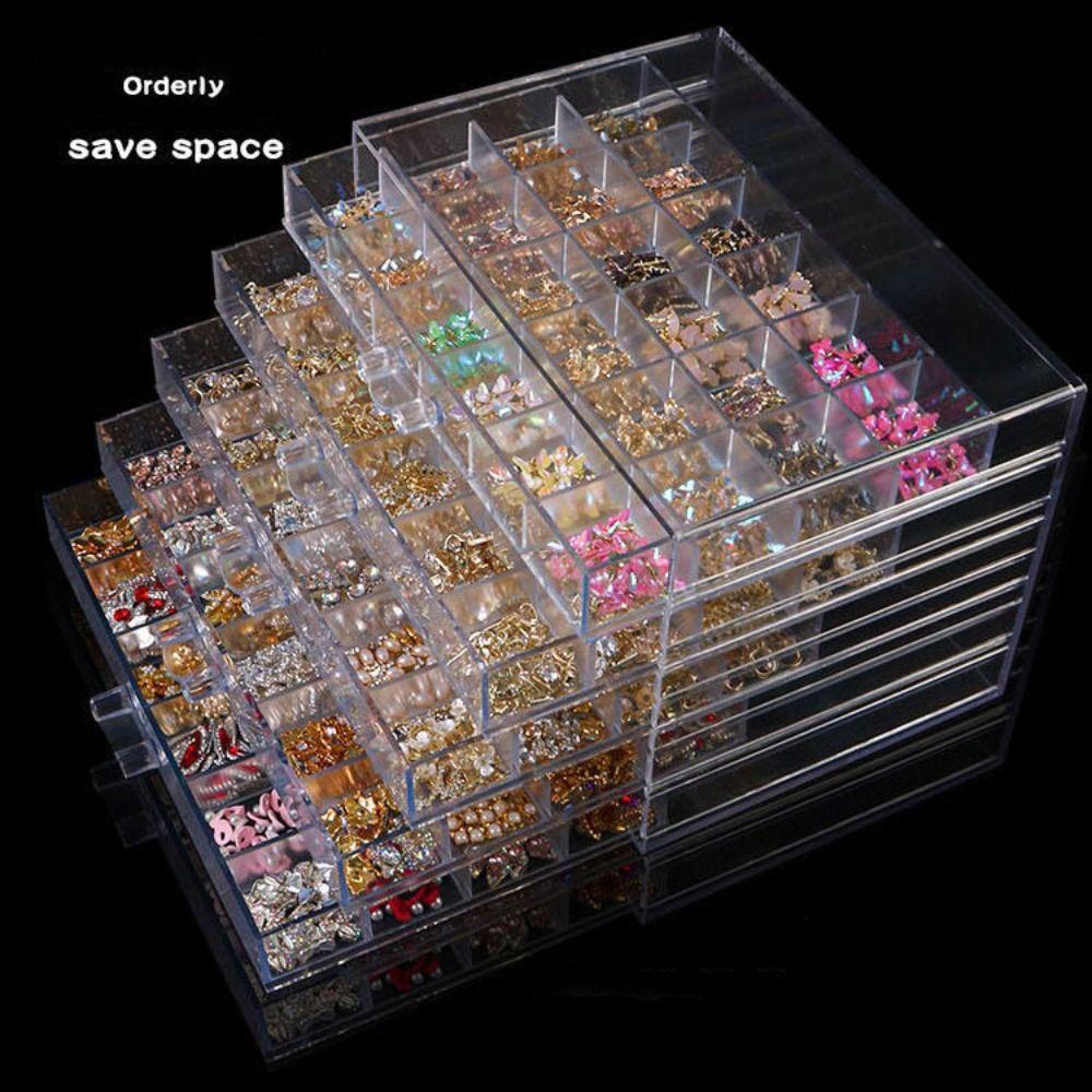 Drawer Style Jewelry Transparent Box 120Grids Nail Art Organizer Box Jewelry Sorting Box  Desktop