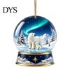 Holiday Party Supplies Christmas Crystal Ball Style Pendant with Hanging Rope, 2D Flat Acrylic Unique Keepsakes Ornament for Tree Decoration