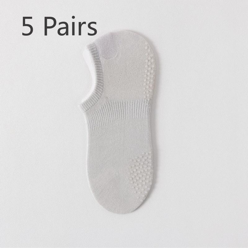 

5 пар женских носков-лодочек из бамбукового волокна, тонкие, впитывающие пот, дышащие, резиновые носки с острыми краями, нескользящие, невидимые носки без костей 5 pairs светло-серый
