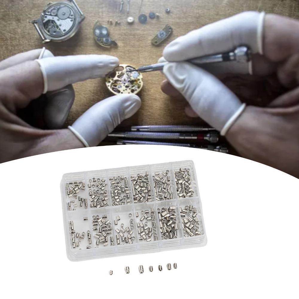 360pcs Metal Material Watch Case Tube Set Silver Color Watch Case Tube Replacement Watch Crown Tube Parts Watch Maintenance